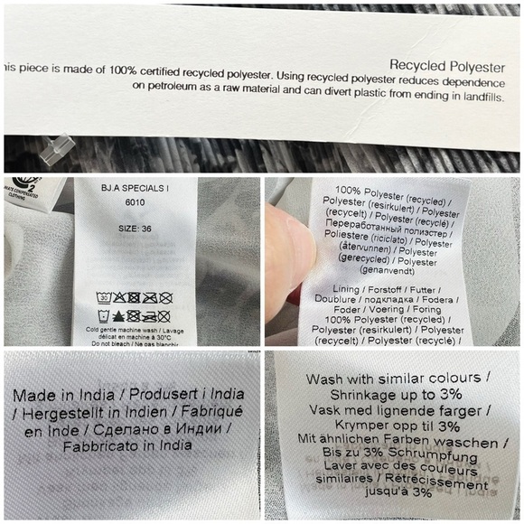 Ganni Floral Print Plisse Crepe de Chine Midi Dress Phantom Gray Size 36 NEW - Picture 15 of 16